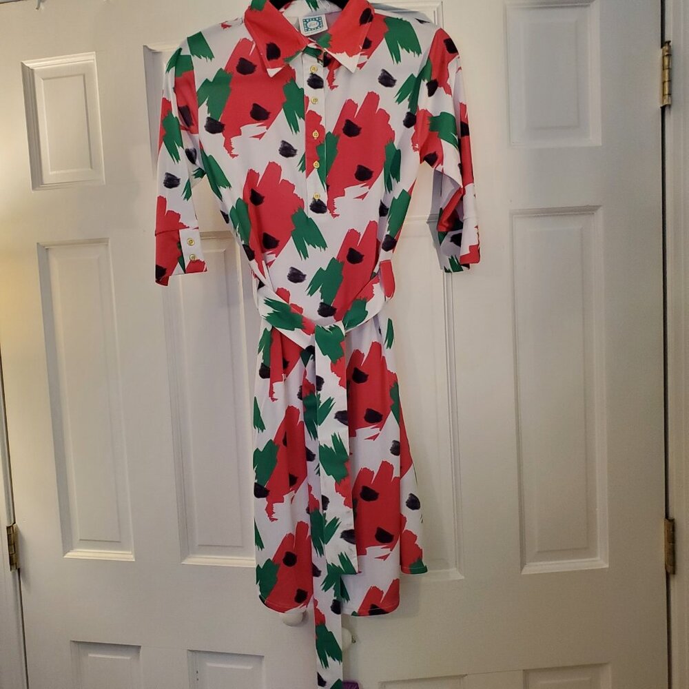 Vfish belted dress - multi colored flowers